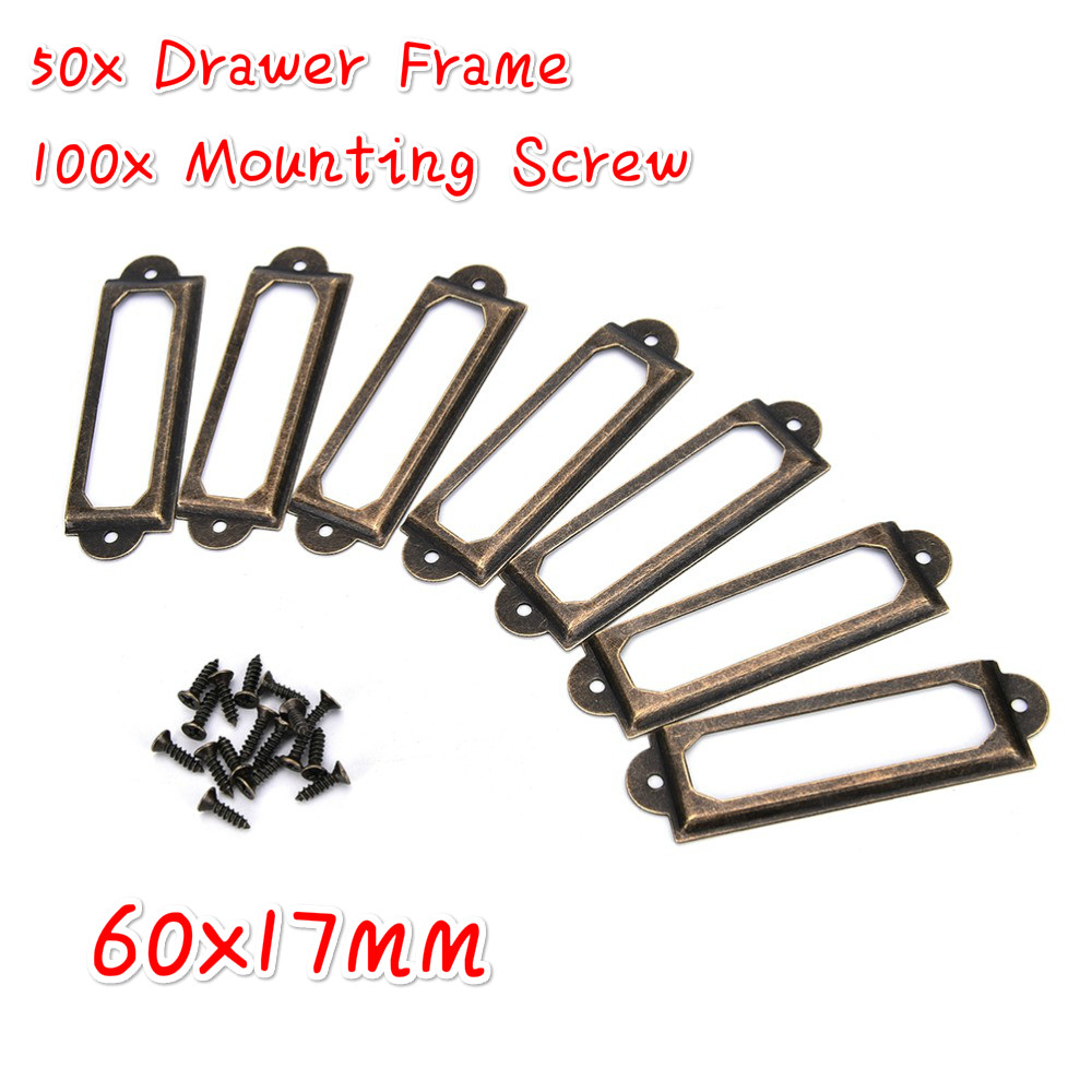 Furniture Hardware Names - 50Pcs Antique Brass Metal Label Pull