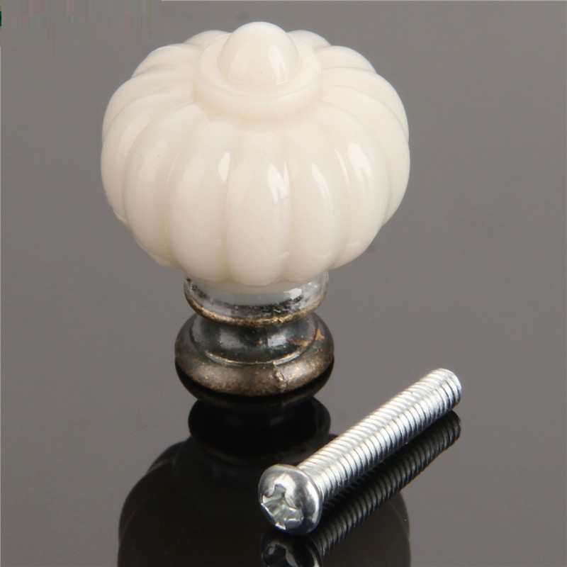 Furniture Hardware Drawer Pulls - 1Pc Acrylic Ivory White Pumpkin Cabinet