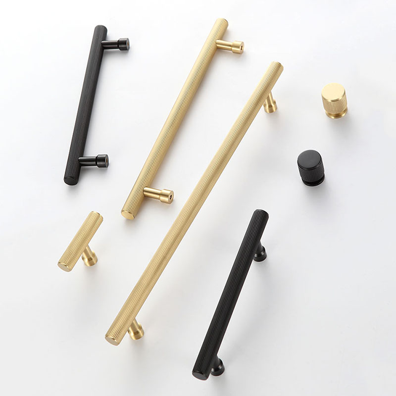 Furniture Rotating Hardware - Gold Black Brass Handle with Straight