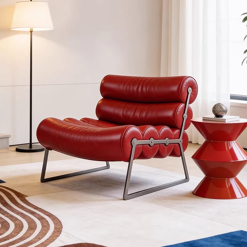 Furniture Hardware Store - Italian Minimalist Roller Chair, Burgundy Sofa,