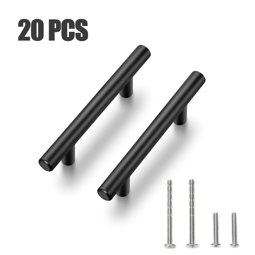 Furniture Rotating Hardware - 20 PCS Cabinet Pulls Matte Black